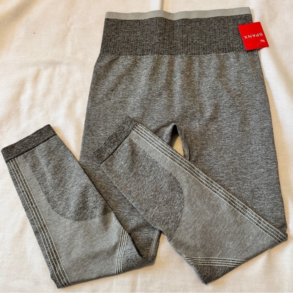 NEW Spanx Small Seamless Sculpt Leggings in Spacedye Cloudy Gray Grey Slimming